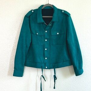 Teal faux-suede zip-up jacket, size 2X